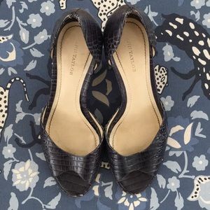 Ann Taylor Crocodile D’Orsay Wedges